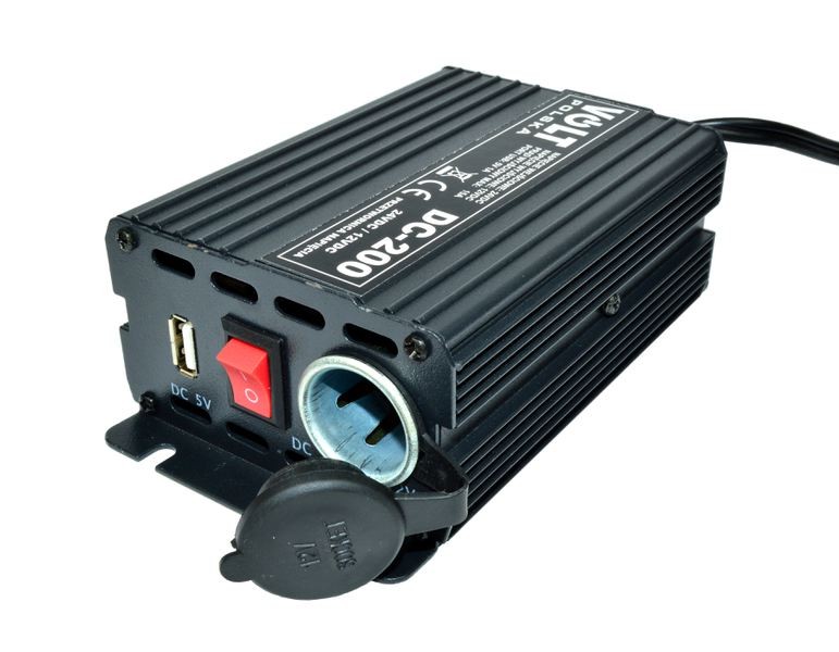 Convertor tensiune 24V 12V DC 200 cu mufa bricheta auto - imagine 8